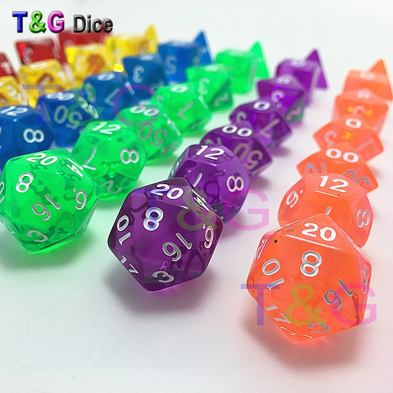 T &amp G продвижение 7 шт./компл. Подземелья и Драконы ясные кости набор d4-d20 для