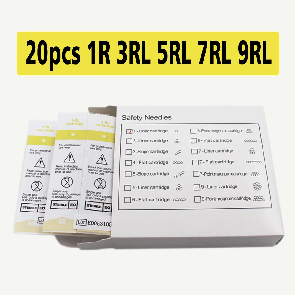 20 шт. Перманентный макияж тату иглы для бровей губ картридж 1RL/2R/3RL/5/7/9RL Для