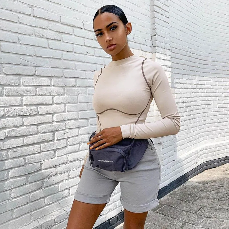 

2021 Long Sleeve Striped Line Patchwork Bodycon Sexy Playsuit Spring Autumn Women Streetwear Outfits Female Body Jumpsuit Women