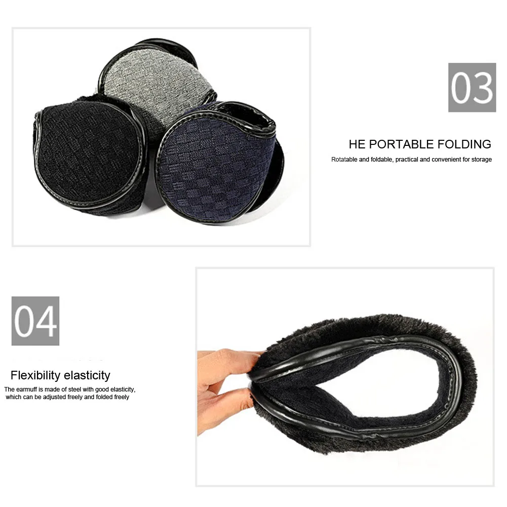 

Men Thickened PU Leather Portable Keep Warm Cycling Outdoor Sports Ear Muffs Hiking Ergonomic Protection Foldable Adjustable