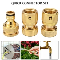 3pcsset brass 12 34 quick connector tap set garden irrigation water hose pipe tap lock connect adapter water gun joints