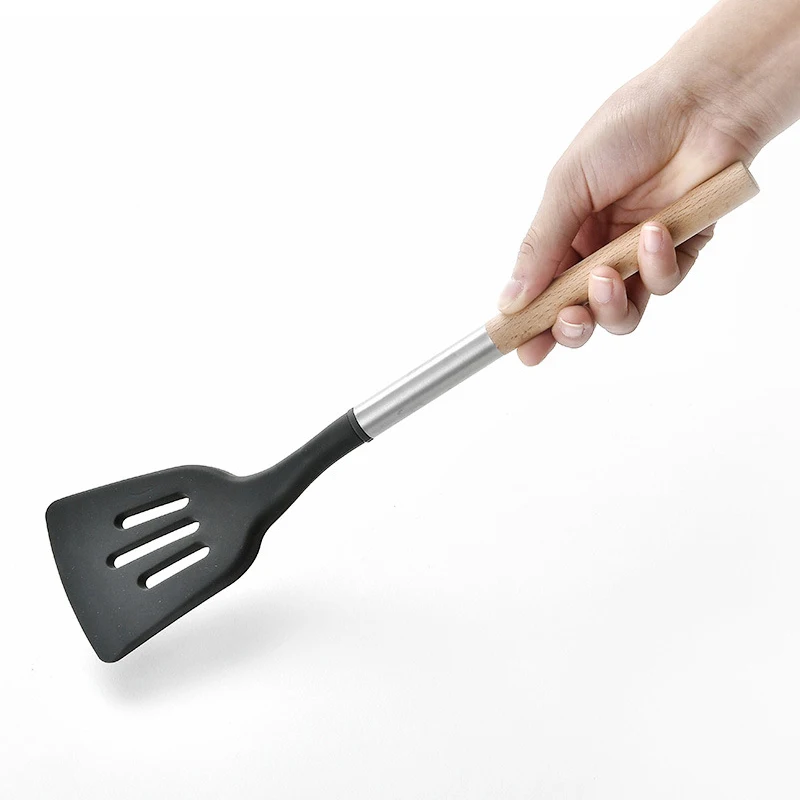 12 Pieces Cooking Tools Set Silicone+Wood Handle Kitchen Cooking Utensils Set with Storage Box Turner Tongs Spatula Soup Spoon