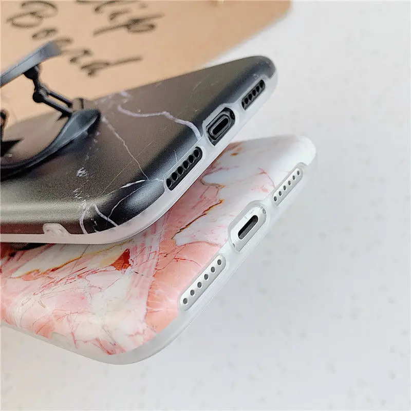 Гибкий чехол-подставка с мраморным рисунком для iPhone 13 12 11 Pro Max XS X XR 8 7 6 Plus матовый