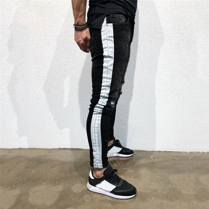New 2019 Men's Skinny Jeans Fashion Streetwear Hip Hop Slim Fit Male Stretchy Pencils Denim Causal Pants US Size | Мужская одежда