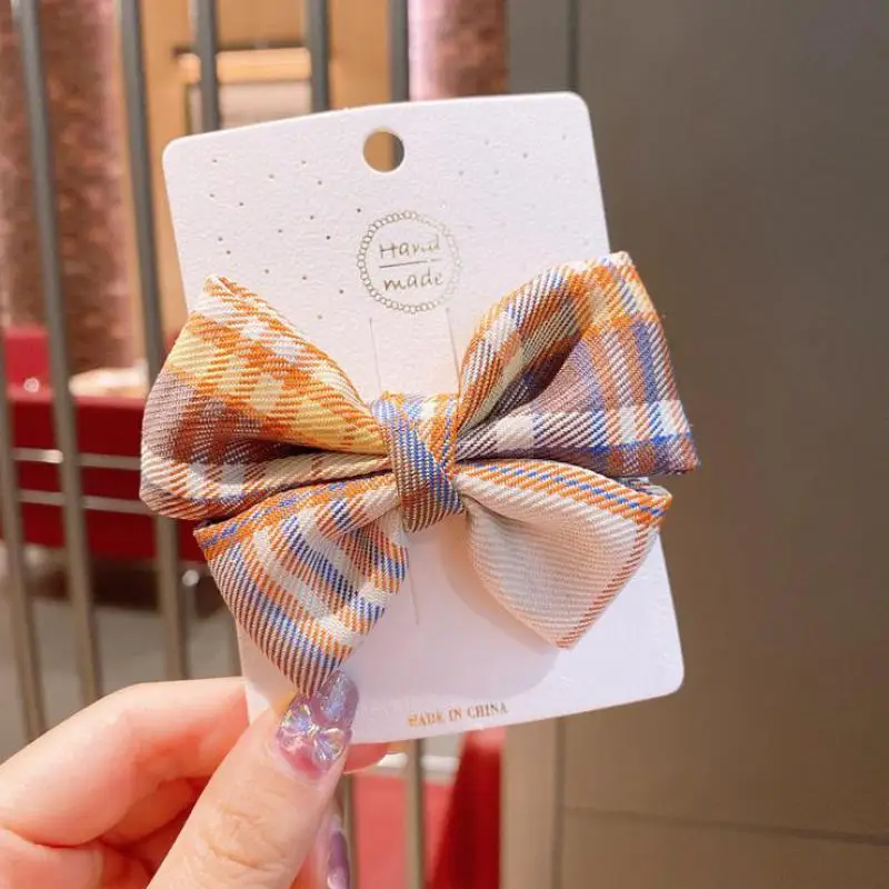 Horquillas con estampado de cuadros para ni&ntilde;a, accesorios para el cabello, horquilla con Clip para beb&eacute;, herramientas de peinado para ni&ntilde;a, pasadores para fiesta, tocado de mariposa-2