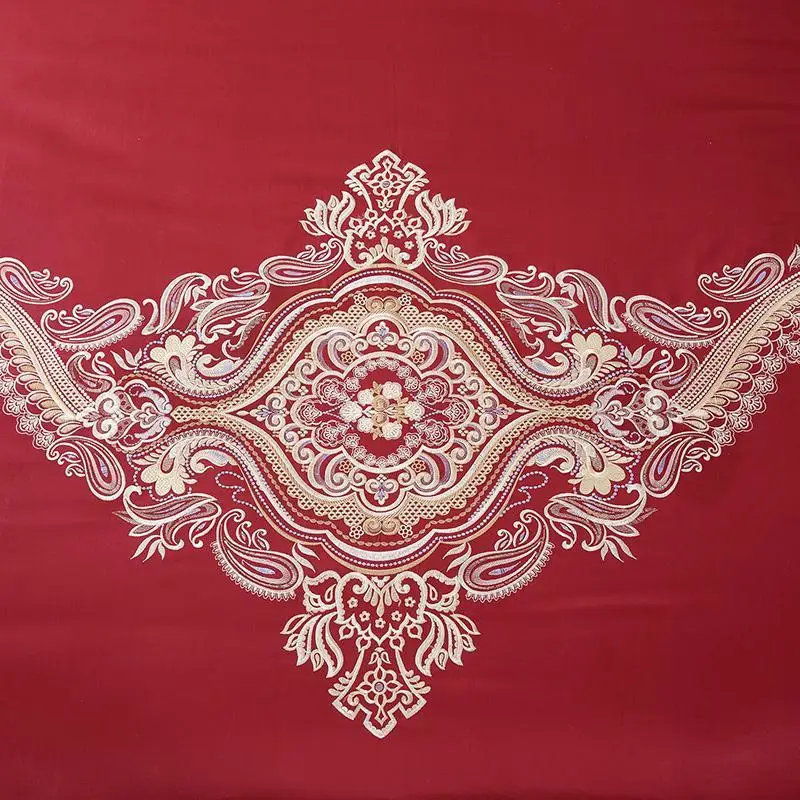 

42Red egyptian cotton bedding sets Luxury embroidery wedding bed set queen king size duvet cover bed sheet set pillowcase 4/6pcs