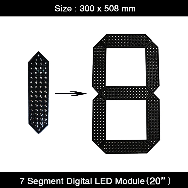

4Pcs/Lot 20" Inch 7 Seven Segment Digital Numbers LED Module Outdoor Waterproof Red Yellow Green White Color