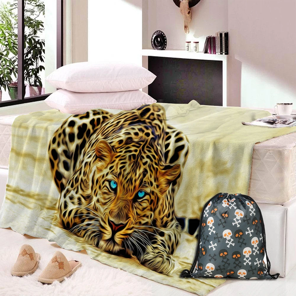 

3D Print Cool Animal Jaguar Leopard Cougar Plush Throw Blanket Thin Quilt Sofa Chair Bedding Supply Adults Kids