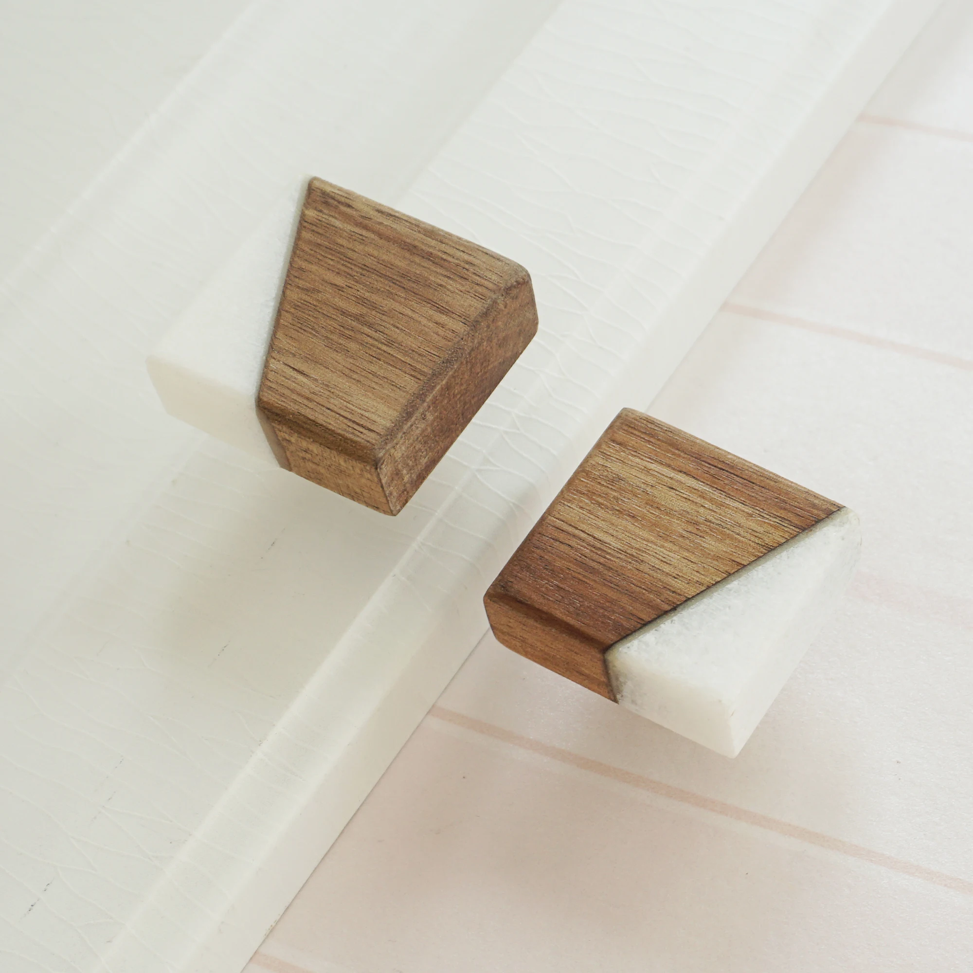 

MFYS Knobs and Handles for Drawers Wood Stone Knob Kitchen Cabinet Pulls Square Wardrobe Door Handle Modern Furniture Hardware