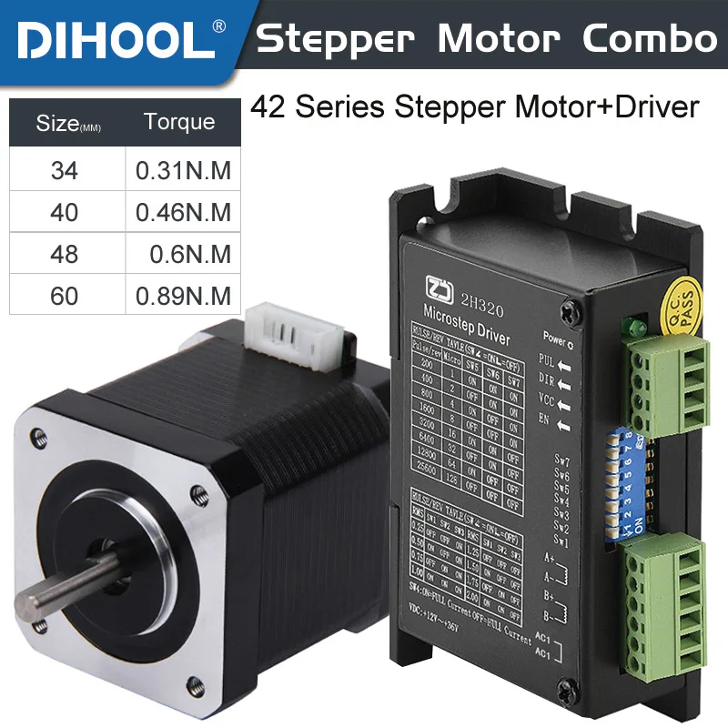 Controlador de Velocidade Híbrido 4248a do Motorista do Atuador do Servo Motor Deslizante Alta Precisão Fase Faça Você Mesmo Kit Cnc 42*42 mm para a Impressora 3d Motor de passo
