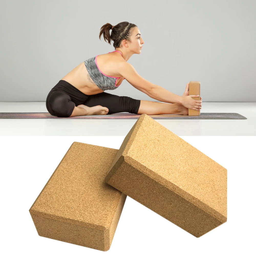 Пробковые блоки для йоги с регулируемым ремешком растяжки деревянные кубики