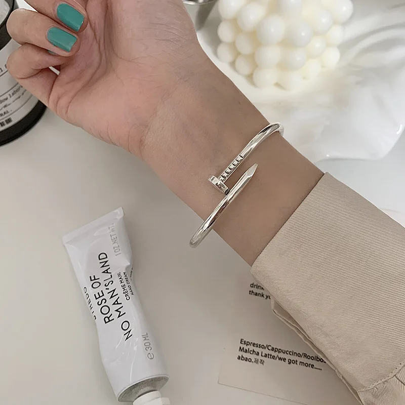 

2021 Minimalist 925 Sterling Silver Bracelet For Women New Fashion Creative Irregular Geometric Handmade Party Jewelry Gifts