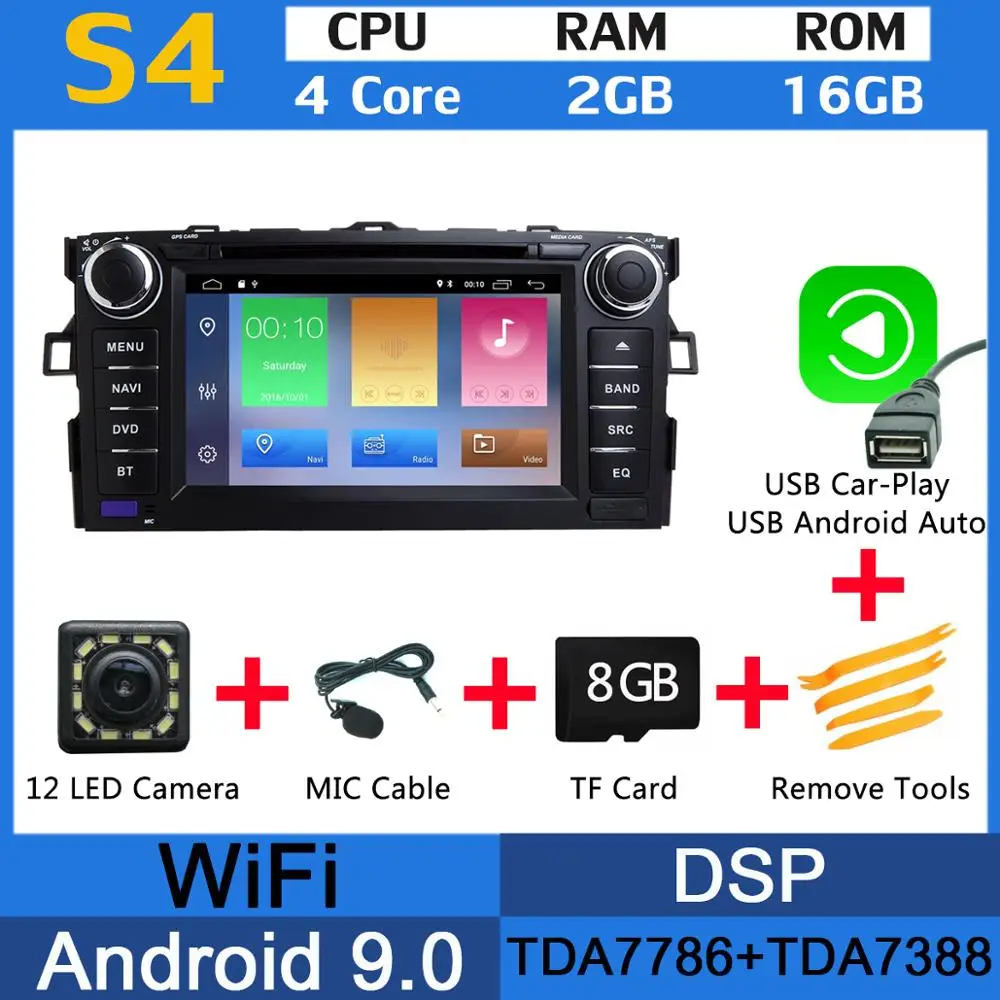 MTK USB CarPlay " PX6 4G+ 64G Android 9,0 для Toyota Auris 2006 2007 2008 2009 2010 2011 Автомобильный DVD Радио gps навигации DSP CarPlay - Цвет: MTK USB CarPlay