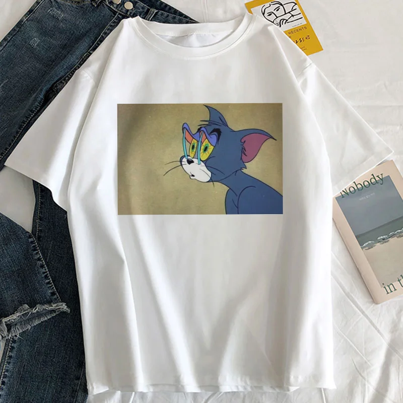 

Cat Tom Mouse Jerry New T-shirt Women Loose Casual Short Sleeve Cute Female Cartoon Tshirt Summer Tops Tees Harajuku T Shirt