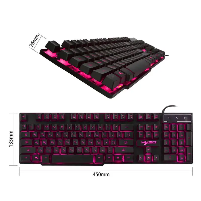 

HXSJ R8 Wired 104 Keys Russian English Gaming Keyboard LED Backlight Waterproof Anti-Skid Mechanical Keyboard For PC Laptop