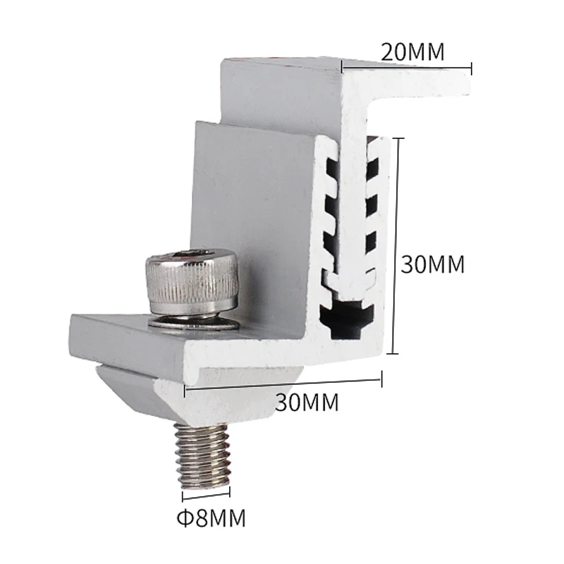 

10pcs aluminum adjustable end clamp for 35,40,50,55mm solar panel mounted of roof solar mounting bracket- system - accessories