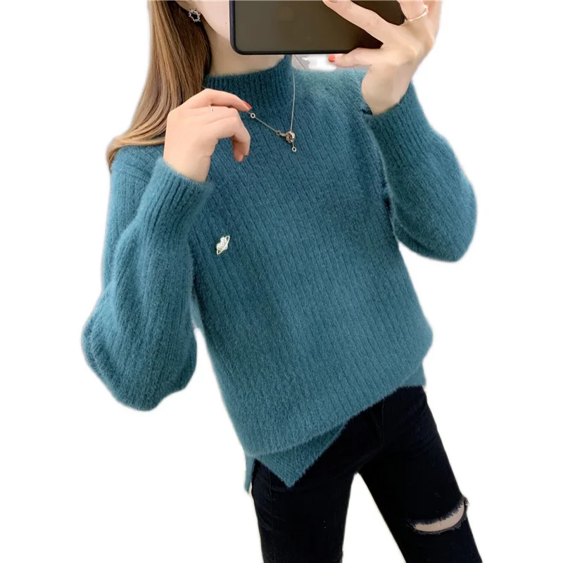 

Room 189473, 7 in row 3 make solid color and a half high collar imitated mink pullovers [3563] 52