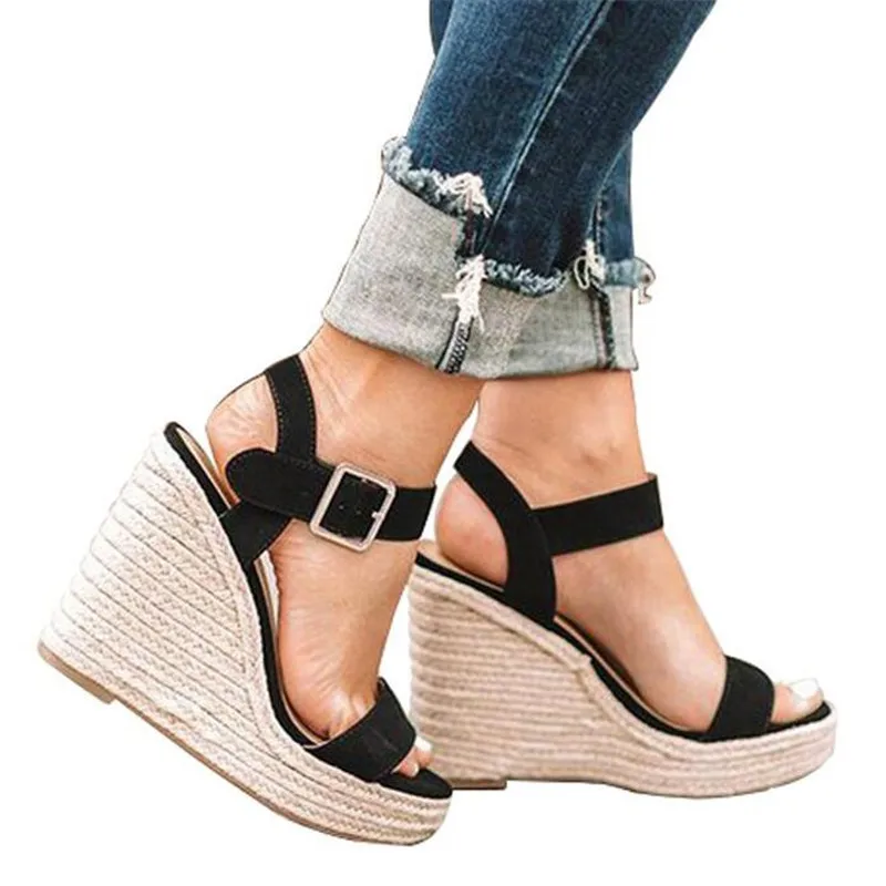 

2021 summer new women's sandals casual large size wedges with buckle platform sandals womens shoes slippers fashion sandalias