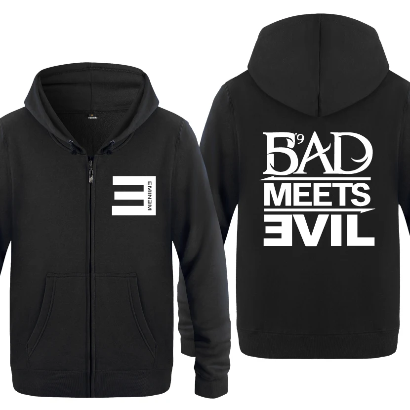 Мужская Флисовая кофта с капюшоном Eminem Bad meet Evil Rock рэп худи 2020 | одежда