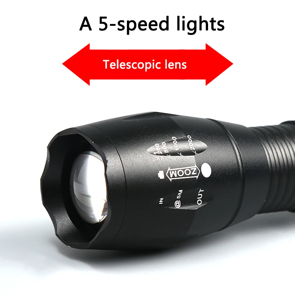 

2021 LED Charging Zoom Outdoor Strong Light Flashlight With Motor /Battery/Seat Charge/Sleeve/Manual/Gift Box