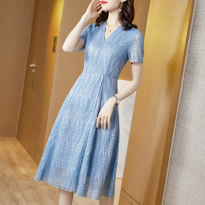 

Ink beauty 2020 new mother's dress middle aged woman summer dress elegant foreign style short sleeve skirt