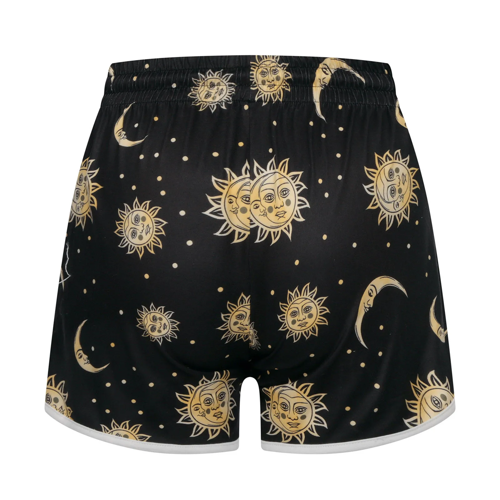

Sun Moon Print Women's Shorts Casual Drawstring Elastic Waist Stretch Shorts Summer Fashion Casual Ladies Bottoms Homewear 2021