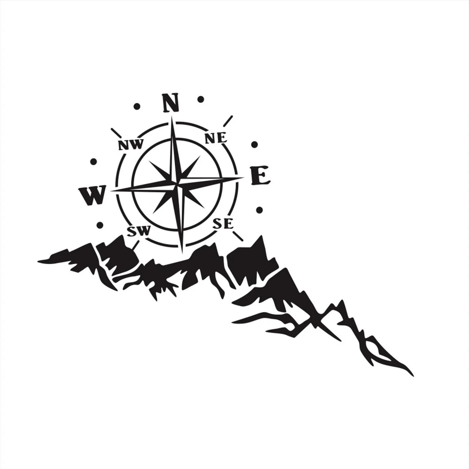 попular 1Pcs Car Sticker Camper RV Truck Decal Vinyl Travel Compass Mountain Multi colored Wall 40cmx6cm | Дом и сад