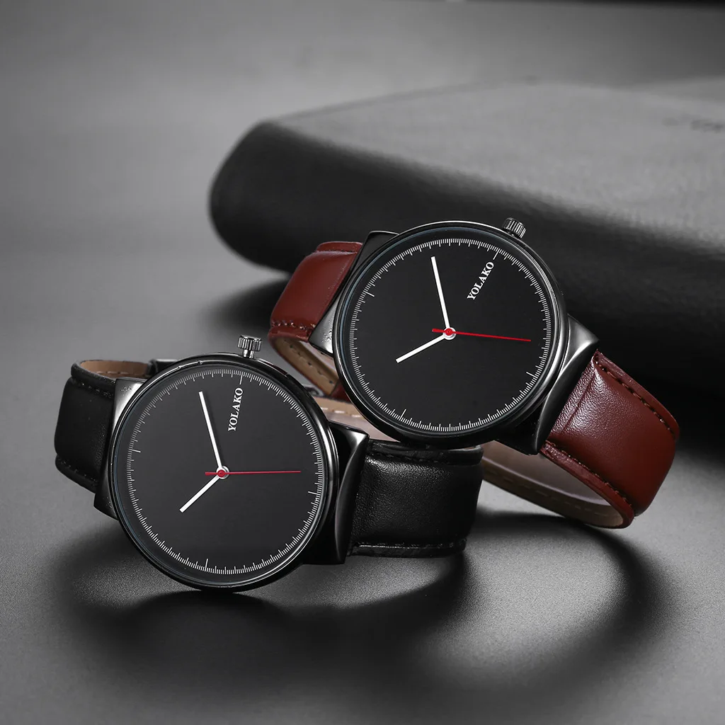 Модные мужские часы повседневные кварцевые с круглым циферблатом