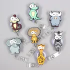 Выдвижной силиконовый бейдж 60 см с изображением лесных животных, мультяшный рисунок, портмоне для студентов, медсестер, выставок, удостоверения личности