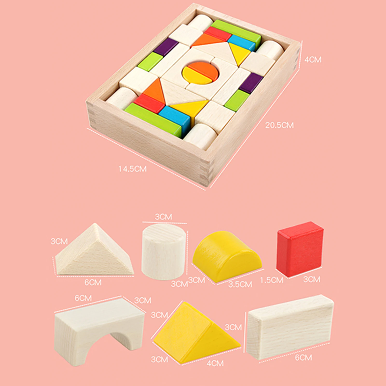 

30Pcs Colorful Castle Building Blocks Educational Montessori Toys Stable Building Set Toys Kids Wooden Stacking Blocks Toy Gift