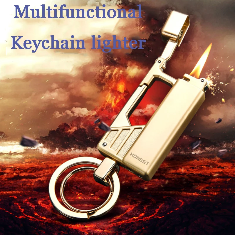 Цинковый сплав газовый фонарь бутан брелок зажигалка для ключей Флинт Fire Starter