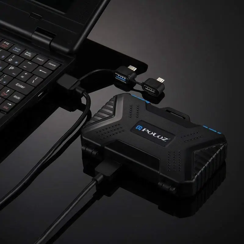 PULUZ считыватель карт памяти USB 3,0 SD CF TF считыватель с OTG Fuction и 21 слотом Водонепроницаемый SD CF TF SIM чехол держатель для стола