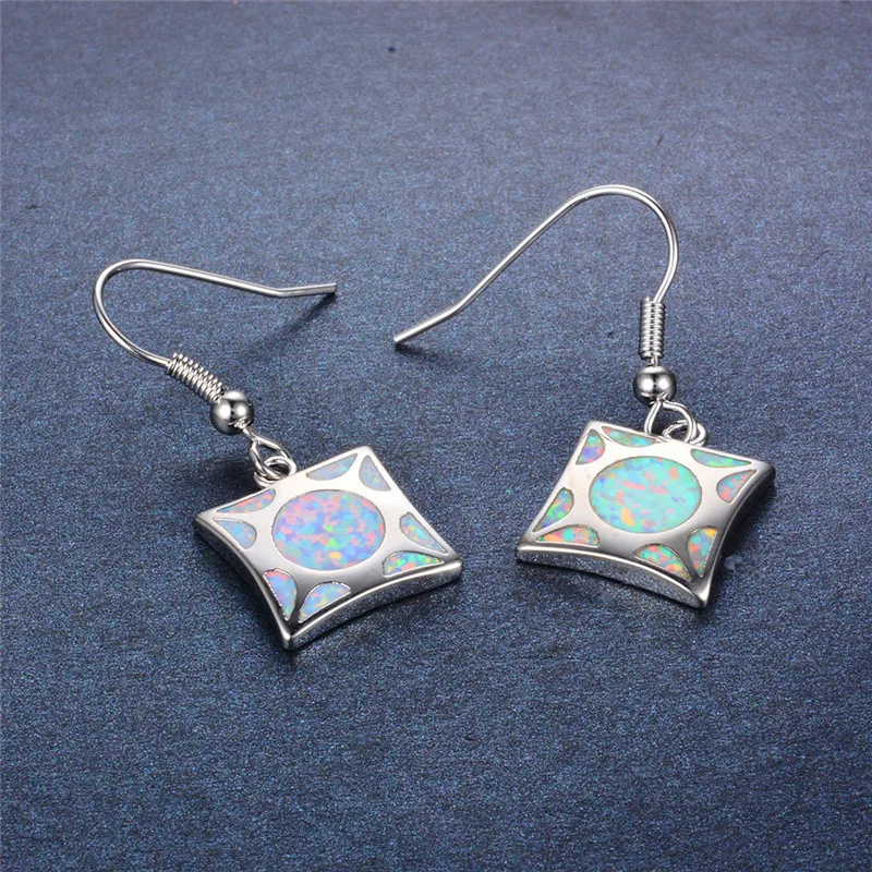 Милые женские большие квадратные Висячие серьги Бохо синие белые огненные