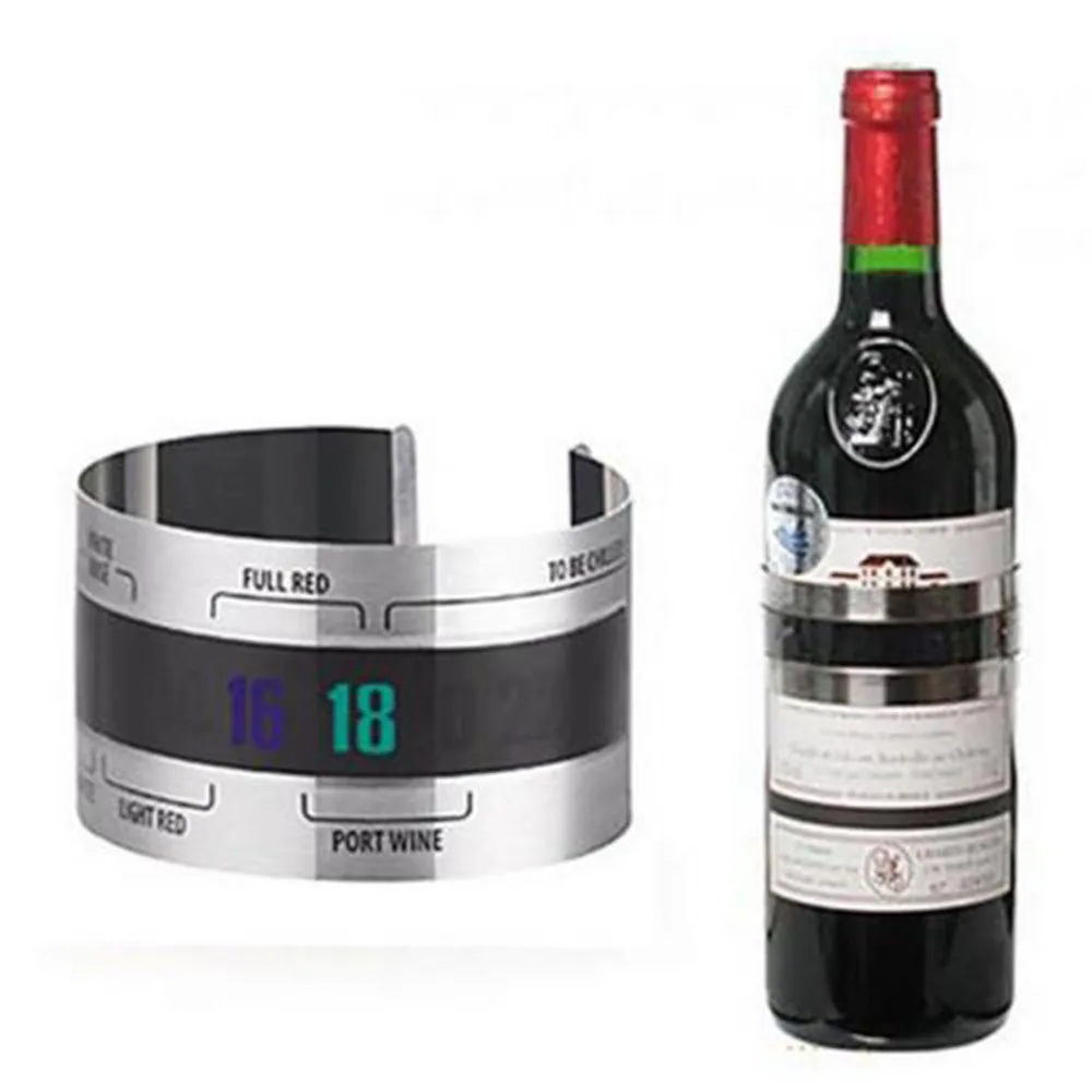 

Creative Stainless Steel Bottle Wine Thermometer Lcd Display Serving Party Checker Bracelet Thermometer Shop Bar Kitchen Tools