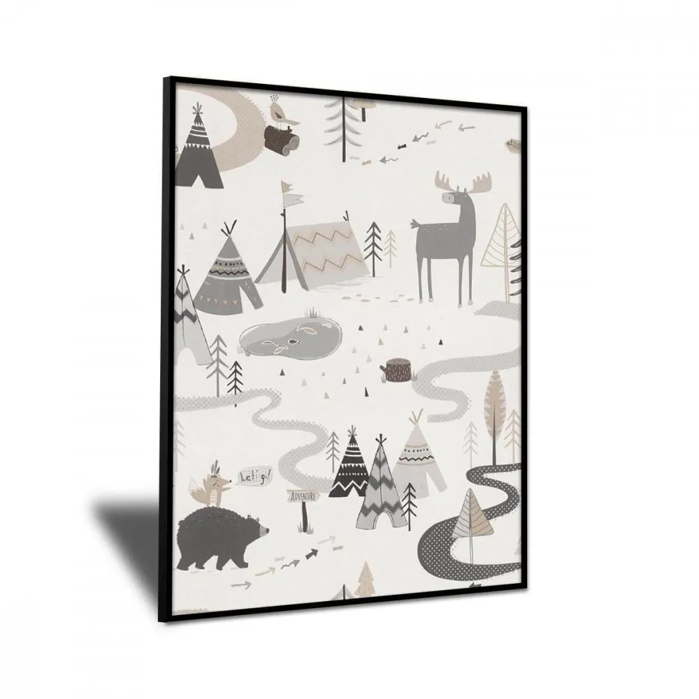 Картина Индейский Лагерь красочная на холсте современный домашний декор комнаты