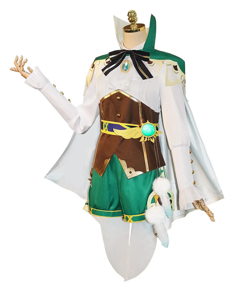Аниме игра геншин ударт Венди Косплей костюмы Женское платье с париком обувь