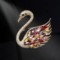 fashionable woman accessories swan elegant brooch pin luxury sparkling zircon animal brooches coat corsage brooch jewellery