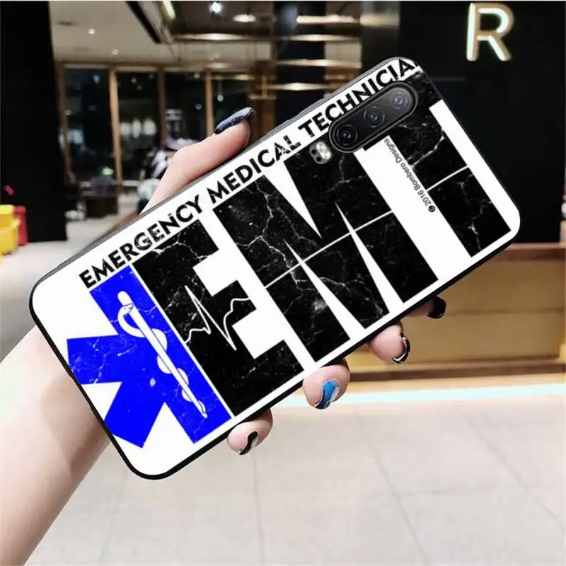 EMT EMS медицинский спасательный значок черный мягкий чехол для телефона Huawei P40 P30 P20