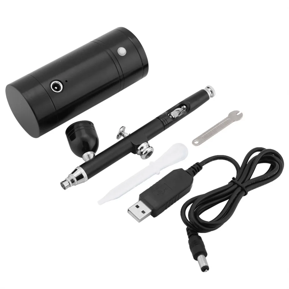 ミニスプレーガンエアブラシとコンプレッサー 0 3 ミリメートル先端キットモデルケーキ車木製スニーカー色塗装革アートメイク描画