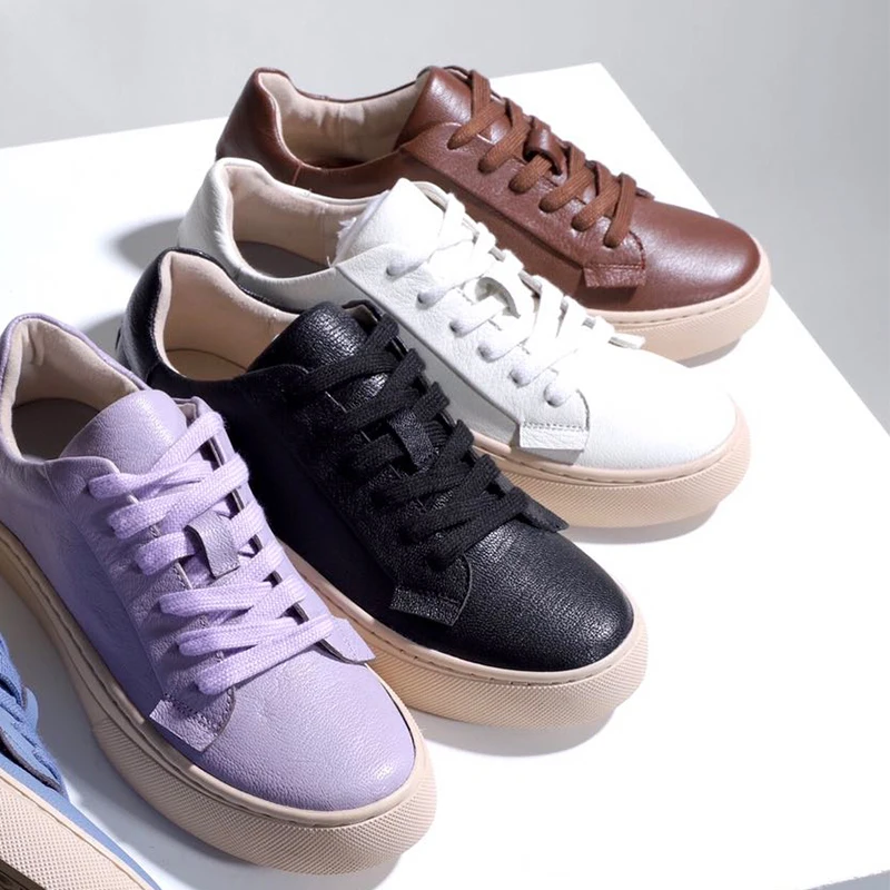 Smile Circle/роскошные женские кроссовки из овечьей кожи Повседневная женская обувь