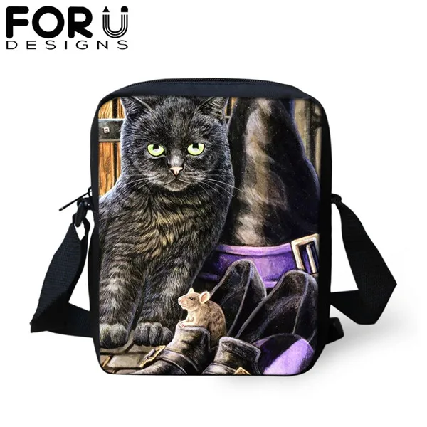 FORUDESIGNS/сумка-мессенджер с мультяшным готическим котом для девочки-подростка, новинка, сумка на плечо для женщин и детей, мини-сумка через плечо, кошелек - Цвет: CDGX1400E