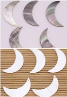 5 pcs moon shell natural mother of pearl jewelry making diy white black choose 16x30mm 30x35mm