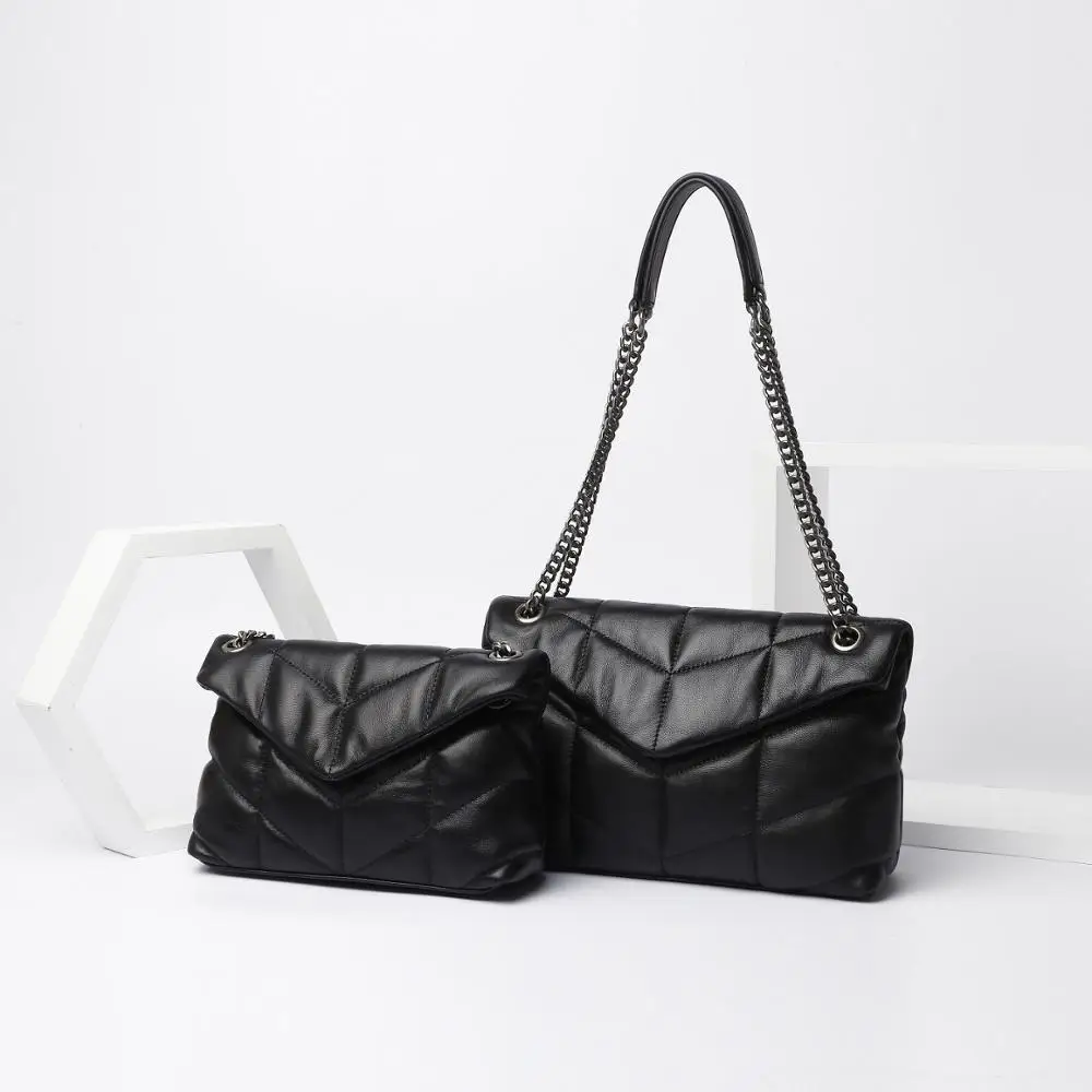 

free shipping 2020 the new style fashion genuine leather sheepskin women one shoulder bag crossbody bag 6 color 2 size 24cm 28cm