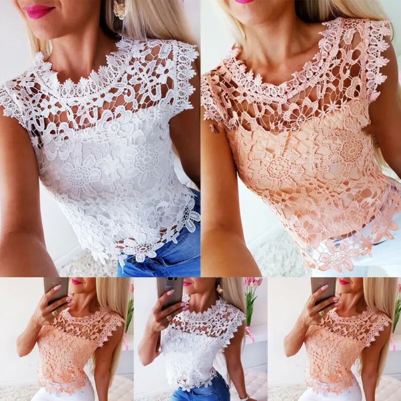 Модные летние тонкие О образный воротник без рукавов Повседневная Блузка для