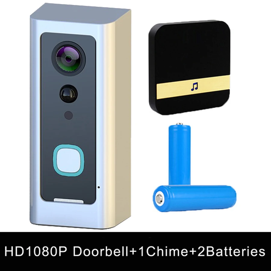 V1P-S-1in-BB Cdycam, новинка, HD 1080 P, Wifi, водонепроницаемый, видео дверной звонок, беспроводной, для дома, батареи, камера, двусторонняя, аудио, разговор, ночное видение, PIR, умная дверь - Цвет: V1P-S-1in-BB