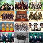 5D алмазная живопись, полная вышивка, круглая обезьяна, мультяшное изображение стразы, алмазная вышивка животными