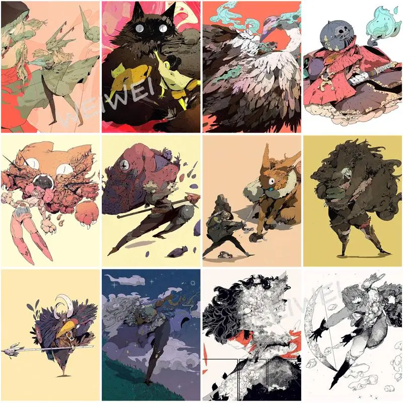 

2021 Charm Anime Diamond Painting Figure Battle Animals 5D Diy Full Drill Diamond Embroidery Mosaic Cross Stitch Home Decor