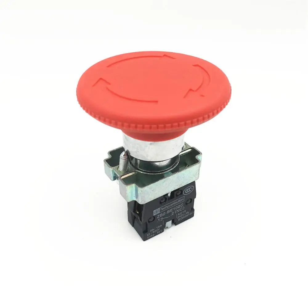 

8pcs XB2 BS642 Red Mushroom Head Emergency Stop Pushbutton Latching Switch Turn to Release 1 NC Rotate Reset 22mm Mounting Hole