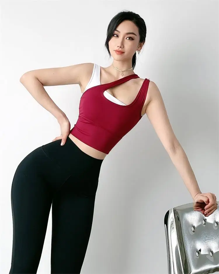 

MITAOGIRL Sexy One Shoulder Sports Bra Women Fitness Yoga Bras Gym Padded Sport Tops Athletic Vest Running Push Up Brassieres