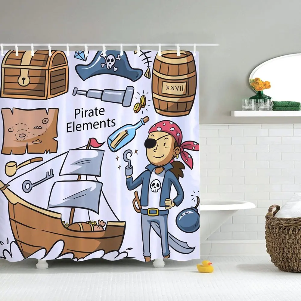 Занавеска для душа Dafield с силуэтом и лесным ландшафтом Летающие птицы тканевая